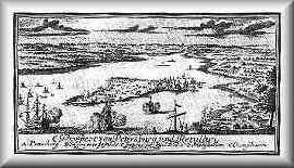 Вид на Петербург в начале XVIII века
    (с гравюры Боденера)